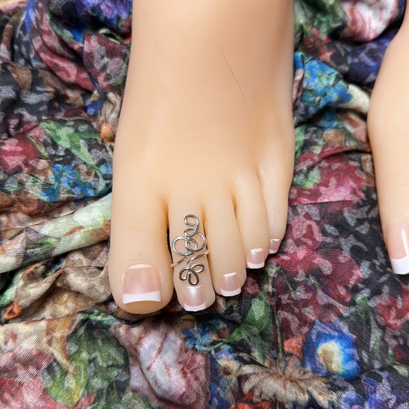 Sterling Silver Toe Ring- Adjustable Unique Toe Ring-Midi/Knuckle Ring- FS#34 - Picture 3 of 12
